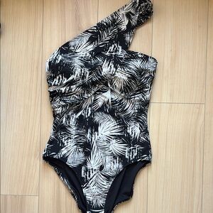Garnet Hill One Shoulder Asymmetrical One Piece Swimsuit Size 12